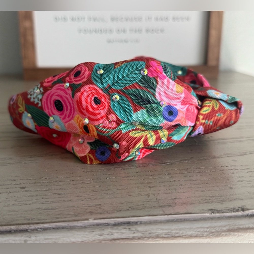 Floral Headband with Rhinestones